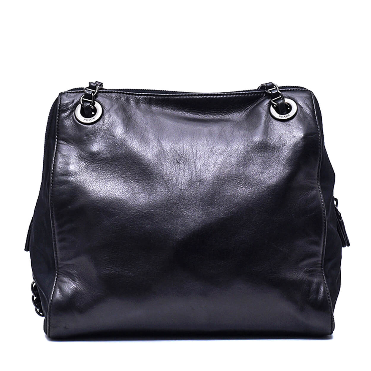 Prada - Black Lambskin Nylon Chain Small Vintage Shopper Bag